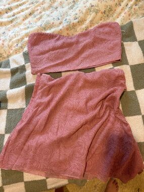 princess polly pink asymmetrical skirt set size 6